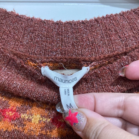 Maurices Autumn Leaf Sweater - Brown and Red - Picture 3 of 4